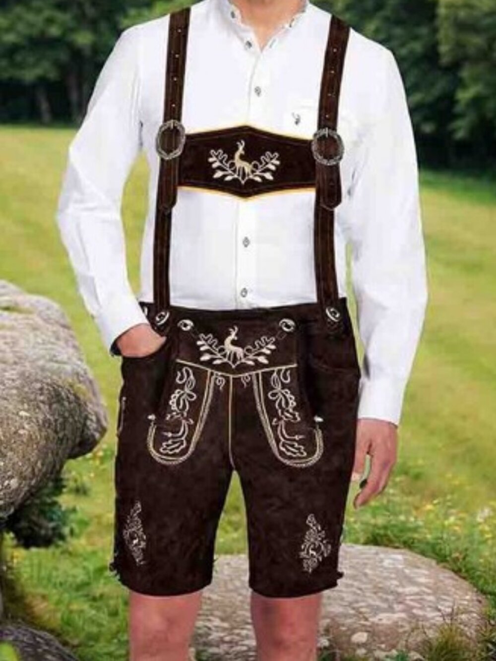 Men Lederhosen short Oktoberfest Traditional Bavarian German Festival outfit